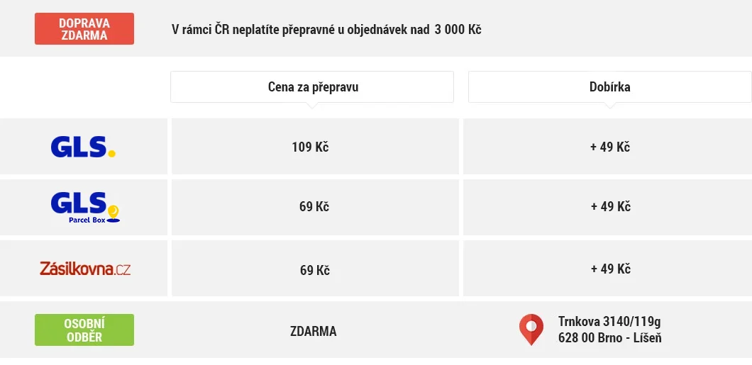 Cena dopravy Ahifi