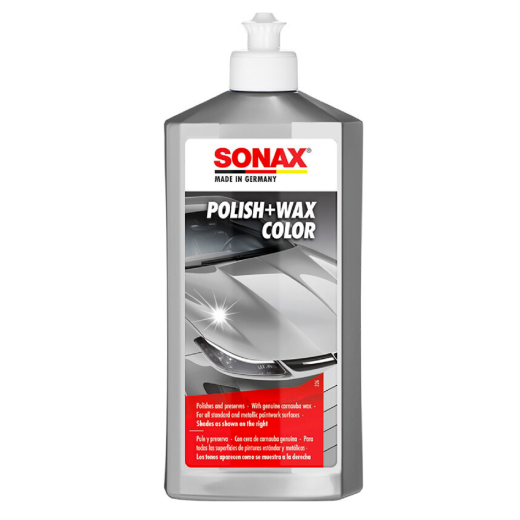 Leštěnka s voskem na stříbrné a šedé barvy Sonax Polish+Wax Color Silber/Grau (500 ml)
